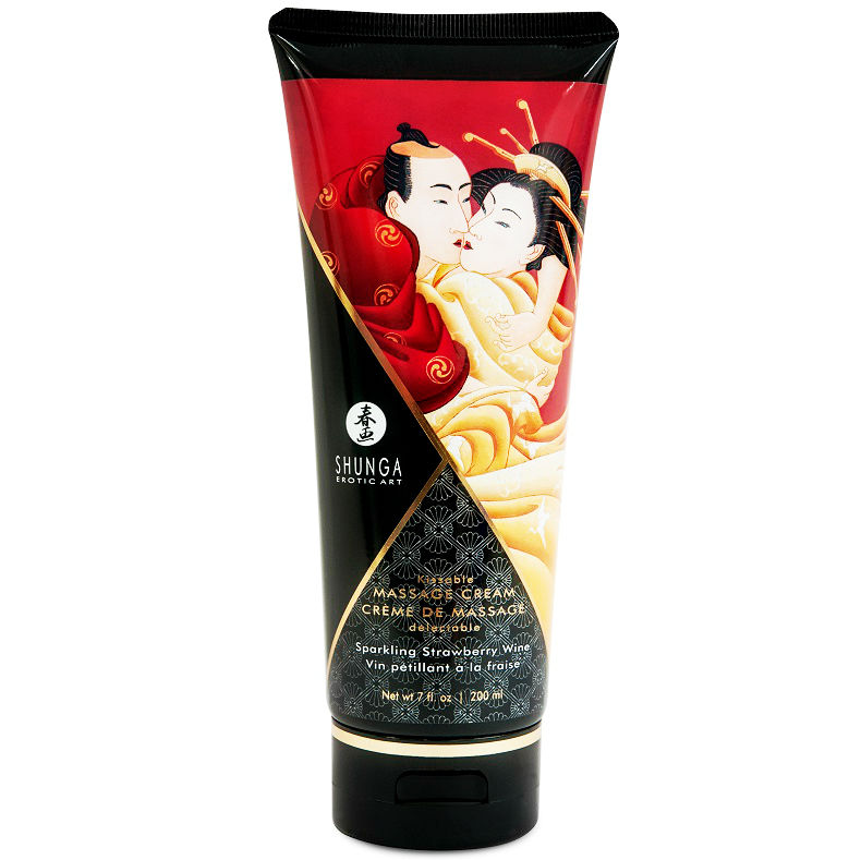 SHUNGA – CRÈME DE MASSAGE FRAISE ET CAVA 200 ML : La Sensualité à l’État Pur