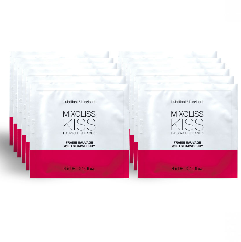 Découvrez le Lubrifiant à Base d’Eau Saveur Fraise de MIXGLISS en Format Unidose 4 ml – Pack de 12